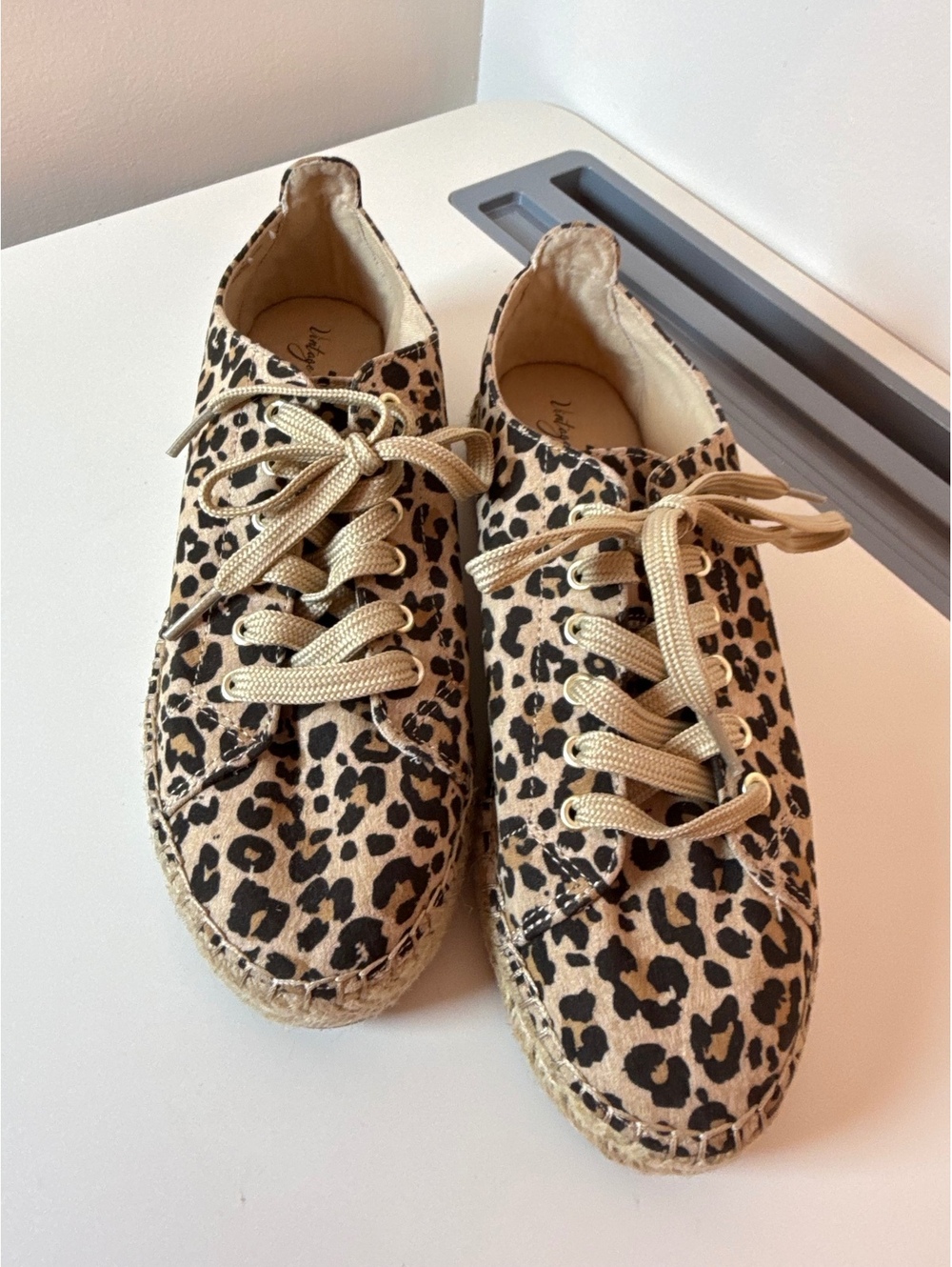 Vintage 7 Eight Leopard Print Espadrille Sneakers